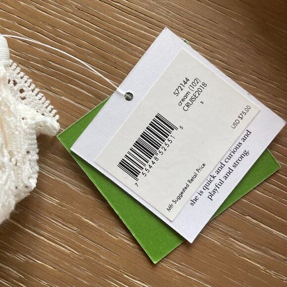 Kate Spade Bikini Bottom Womens Small Cream Lace Ruffle Trim Cheeky NEW - Picture 3 of 4